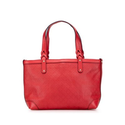 Gucci Small Diamante Leather Craft Tote Pre-Loved Red