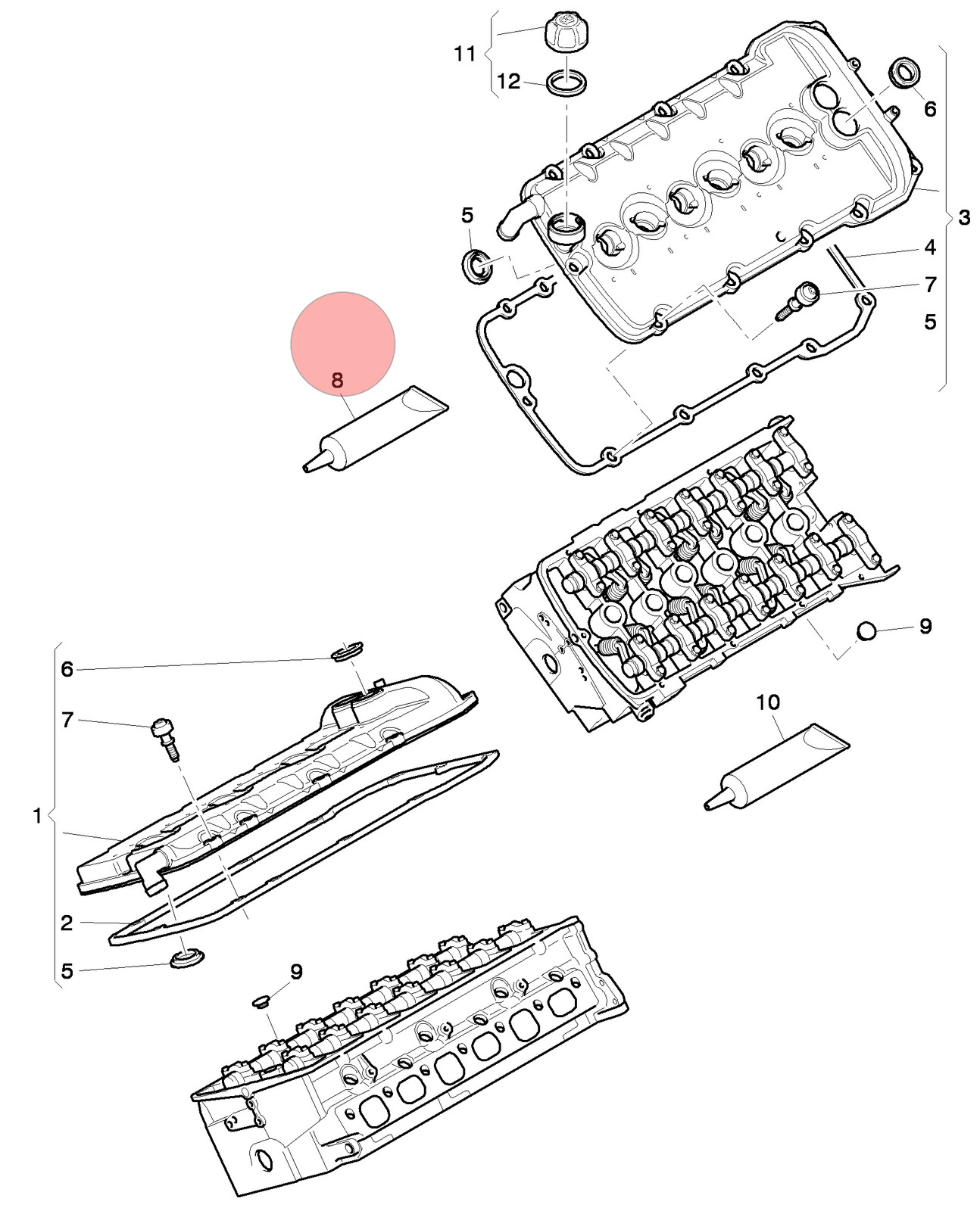 Bentley Continental GT 2004-2019 Right Valve cover gasket