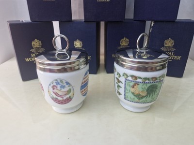 Royal Worcester King Size ''Farmyard'' und ''Easter Egg and Hen'' Egg Coddlers