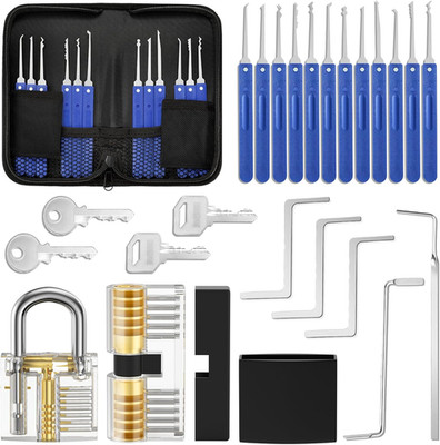 Lockpicking Set, 17-Teiliges Dietrich Set Mit 2 Transparentem Trainingsschlösser