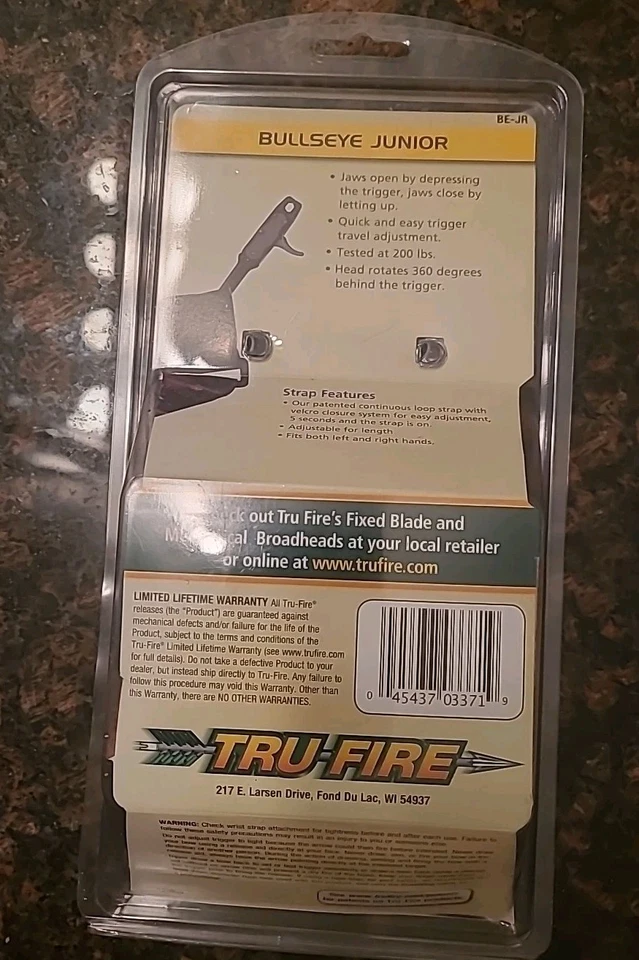 Tru-Fire Trufire Bullseye Jr Tiro con Arco Gatillo Liberación Camuflaje BE JR - NUEVO Paquete Abierto Foto 4 de 4
