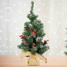 , Burlap Base Mini Christmas Tree - 16 Inch | Small Christmas Tree Artificial...