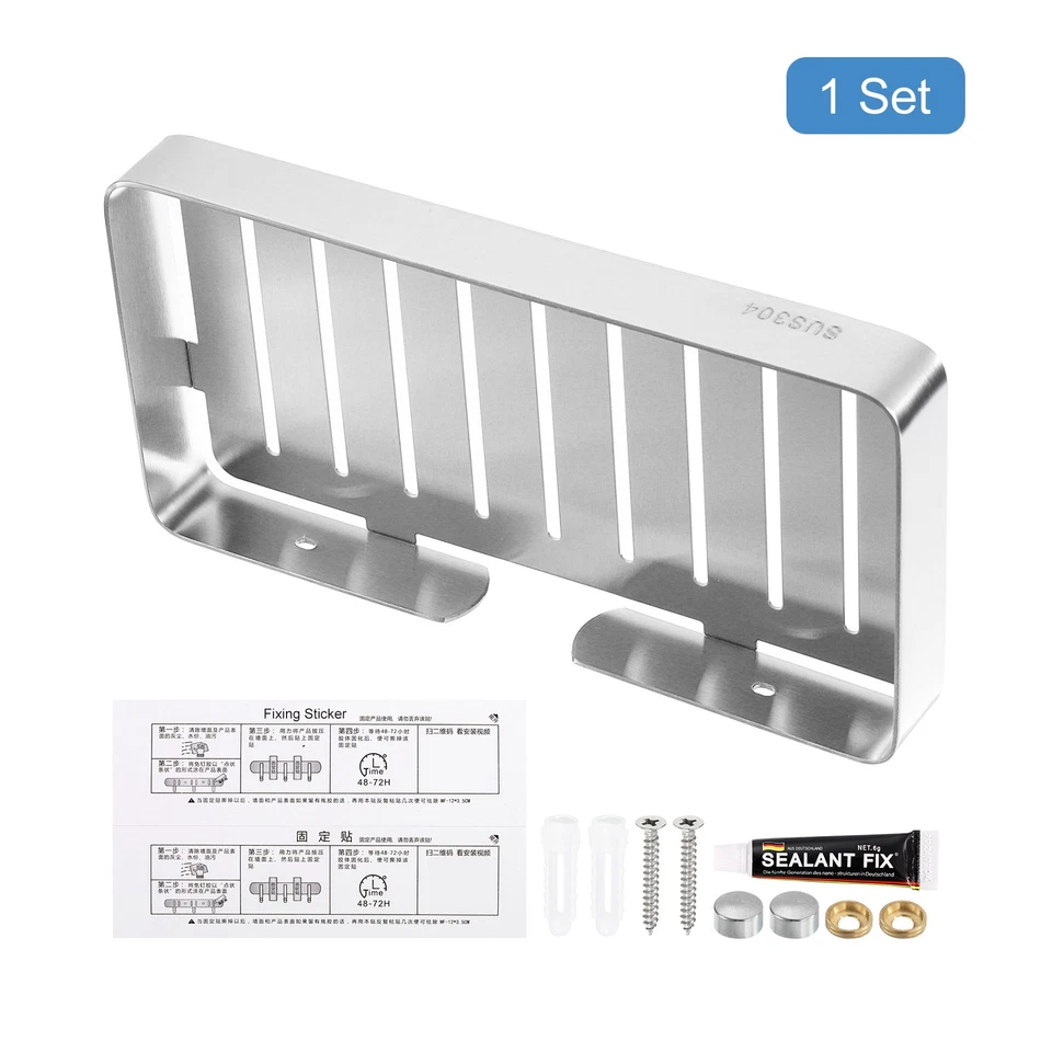 Jabonera montada en la pared 304 bandeja de jabón de acero inoxidable plata cepillada Foto 3 de 4