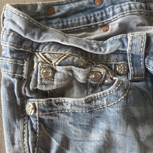 Miss Me Blue Straight Jeans with Whiskering Standard Crop Size 31 Women’s Denim - Picture 5 of 11