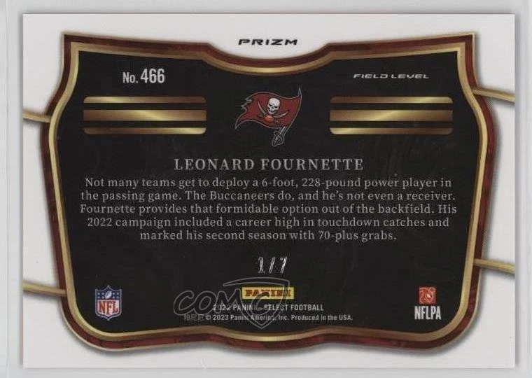 2022 Panini Select Field Level Neon Orange Pulsar Prizm /7 Leonard Fournette - Image 2 of 2