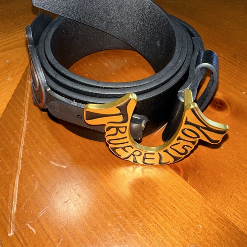 True Religion Herren Shoup Hufeisen Gürtel schwarz und gold Größe 36 - Bild 2 von 4
