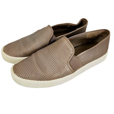 Vince Gray Perforated Leather Blair Slip-On Sneakers Women's 8.5M