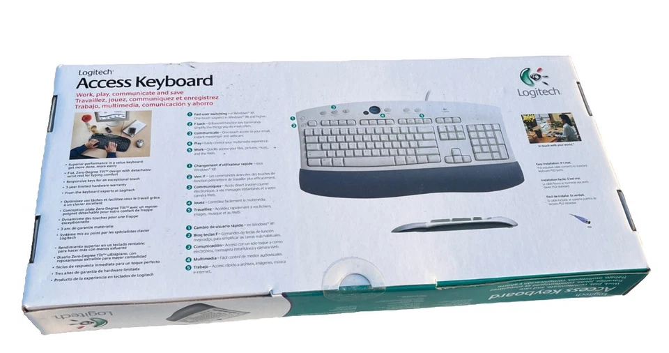 Vintage Logitech Access Keyboard Wired PS/2 Model 967228-0403 New - Image 2 of 2