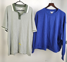 M S Men's Size XL Green Polo Shirt  Blue Viscose Tee 2xPc Defect NEW F2