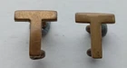 Pair of British Army WW1 / WW2 Brass Territorial Letter T Shoulder Title Badges