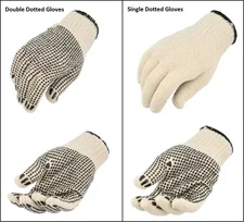 PVC Dotted Knit Work Gloves Cotton Polyester Blend Breathable Size Men Women