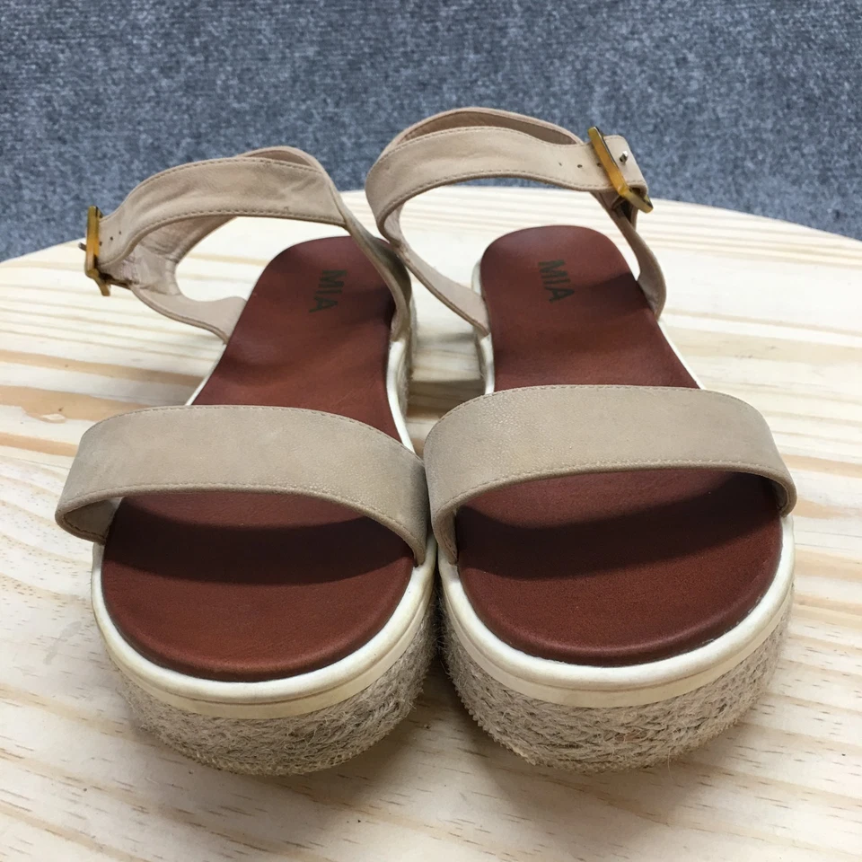 Mia Sandals Womens 9 M Carlyn Espadrille Brown Faux Leather Casual Ankle Strap - Image 4 of 4