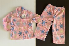 NWT Gymboree Sleepwear 3 3T Pink Blue Snowflake Fleece Button Down Pajamas