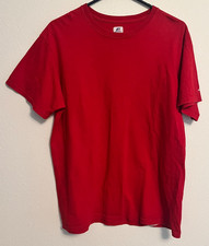 Russell Athletic Shirt Youth Size Medium Solid Red Short Sleeve 100 Cotton