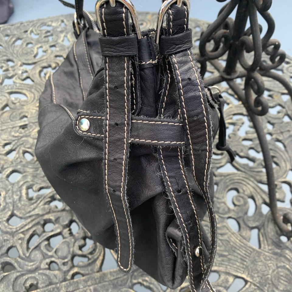 FRANCESCO BIASIA 大号斜挎包 手提包 黑色皮革 — 第 4/4 张图片