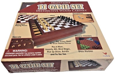 Cardinal Games Traditions 11 Game Set Distinctive Wood Cabinet   NEW