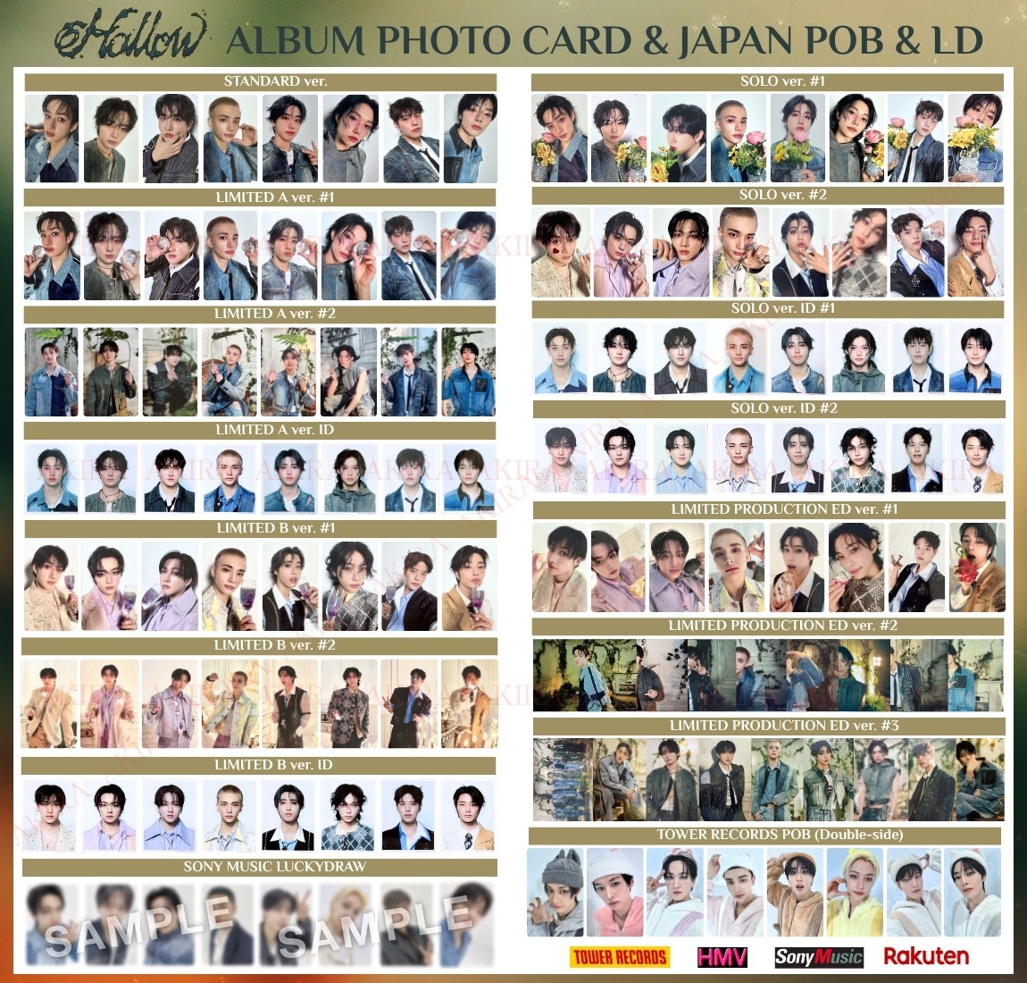 STRAY KIDS JAPAN 3rd MINI ALBUM Hollow ALBUM PHOTO CARD JAPAN POB