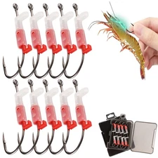 Luminous Live Shrimp Hooks High Carbon Steel Barbed Fishing Hooks for Lively ...