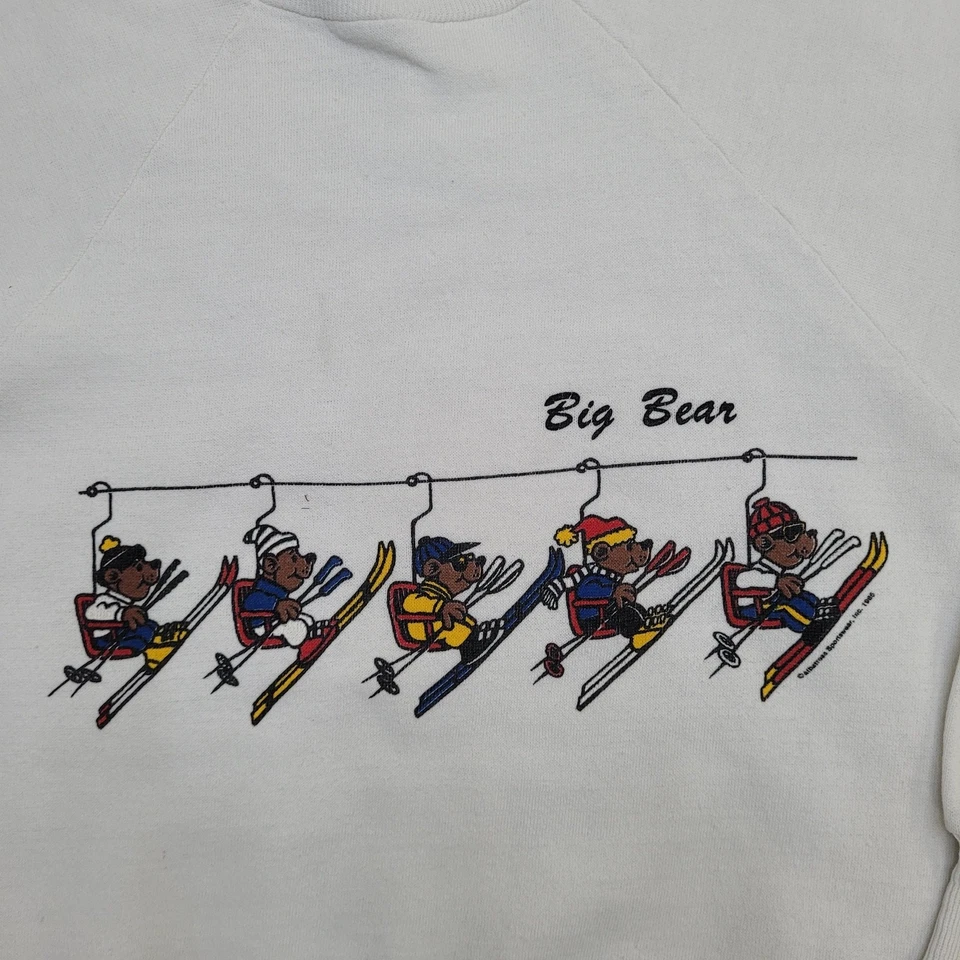 Vintage 1986 Big Bear Ski Sweatshirt Teens Small 17x21 White - Image 3 of 4