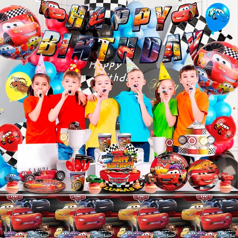 Disney Cars Party Decoration lightning mcqueen Birthday Balloon Tableware Plates - Image 3 of 4
