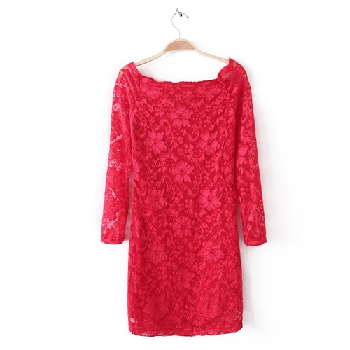 Classic Sexy Women's Lace Bodycon Off Shoulder Long Sleeve Evening Party Dress - Picture 12 of 14