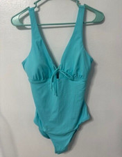 MOONTIDE Womens Sz 10 Aqua Blue One Piece Swim bathing suit Simple and sweet