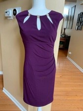 Eliza J Dress Purple form fitting size 4 Rhinestone Accents 
