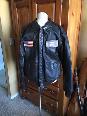 Branded Orchard Brown Flight US Air Force Bomber Leather Goat Jacket 44L L Nice