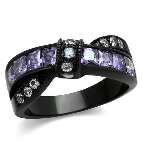 Lila und klare Kristall Knoten Ring Edelstahl TK316 - Bild 1 von 17