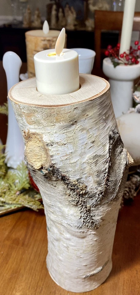 Candelabros de abedul (juego de 3), velas no incluidas boda Navidad Foto 3 de 4