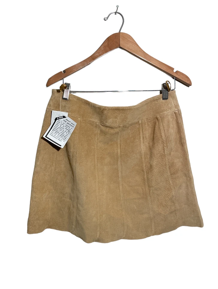 Falda Boston Propia de Gamuza con Costuras para Mujer Talla 10 Forrada Cremallera Tostada Nueva con Etiquetas Foto 2 de 4