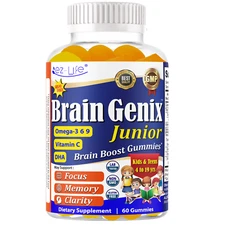 Kids Focus Gummies Omega 3 Brain Support & Memory Vitamins for Kids & Teens-60ct