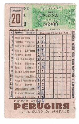Card Totocalcio advertising cones Perugina year 1961/1962 no. 20 (BROWN)