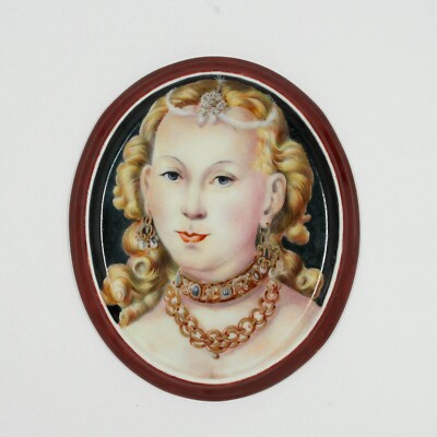 Porzellanminiatur Porträt LUCRETIA BORGHIA ? - signiert Maeder 1948