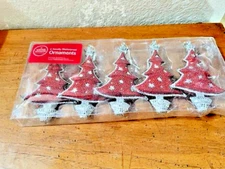 Set of 5 Winter Wonder Lane Red & Silver Glitter Tree Decorative Ornaments