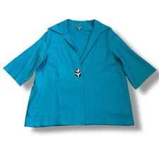 Niche Nilgun Derman Jacket Leaf Button Lagenlook Artsy Rayon Blend Large