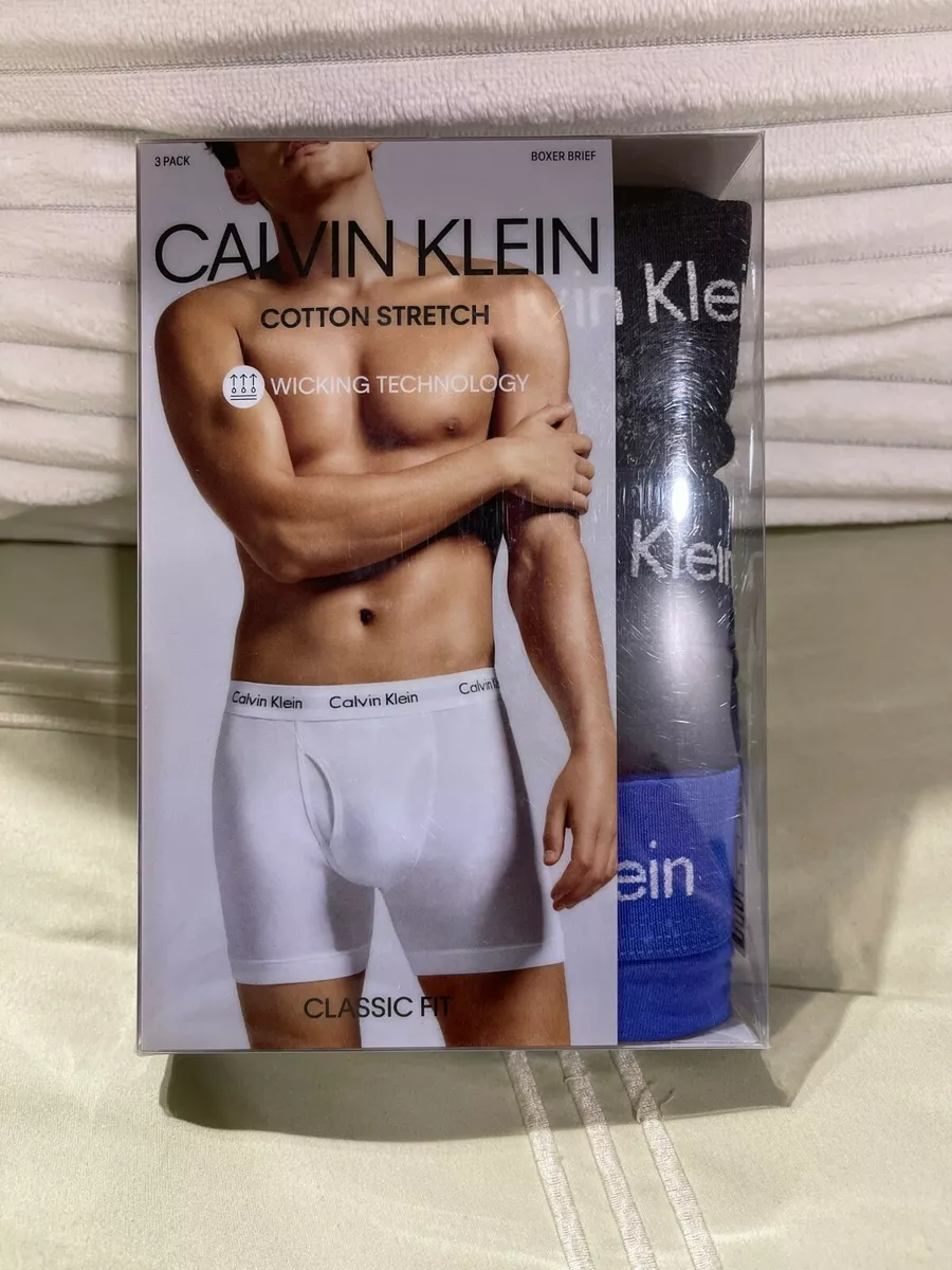 Calvin Klein Cotton Stretch Classic Fit Boxer Briefs Blue & Black - X-Large