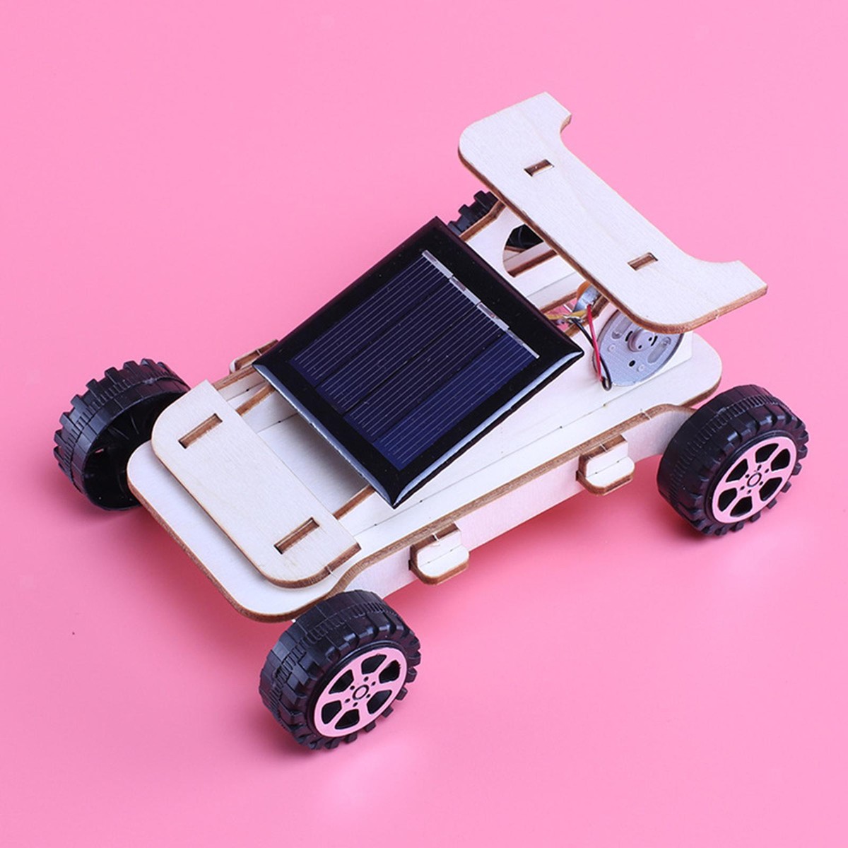 Solar Car Wooden Solar Power Learning Toys Moveable RC Car