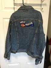Vintage HARLEY DAVIDSON Logo Denim Jean Jacket Men s Size Medium