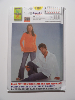 Burda Easy Pattern 8461 Unisex Caftan Pullover Top SZ: 6 - 18 Uncut