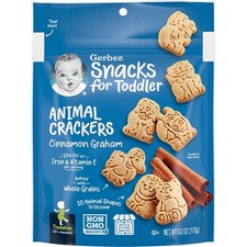 Gerber Snacks for Toddler Animal Crackers, Cinnamon Graham, Pack of 4