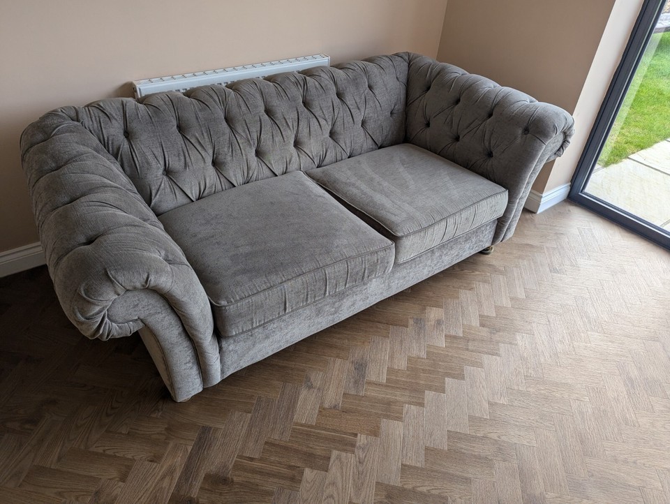 Next Gosford Chesterfield Sofa Grey Velvet eBay