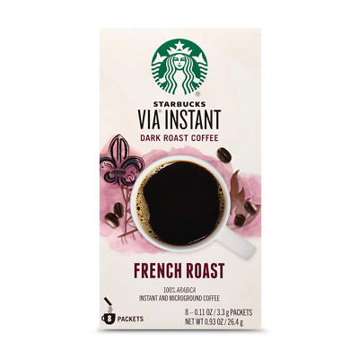 via French Roast, Dark Roast Instant Coffee Packets, 8 Count