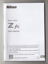 Nikon Z fc / Zfc Mirrorless Camera Genuine Basic Instruction Manual In English