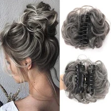 Synthetic Messy Bun Claw Clip in Hair Piece Wavy Curly Hair Bun Ponytail 