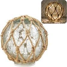 SAILINGSTORY Glass Fishing Float Nautical Lamp Coastal Beach Decor 6" Cracked Gl