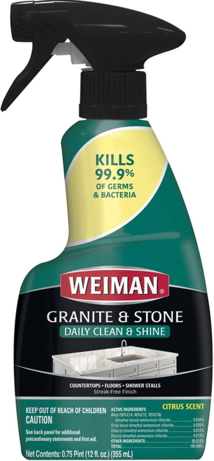 Granite Cleaner & Polish 12 oz - Restores & Enhances Natural Stone Color