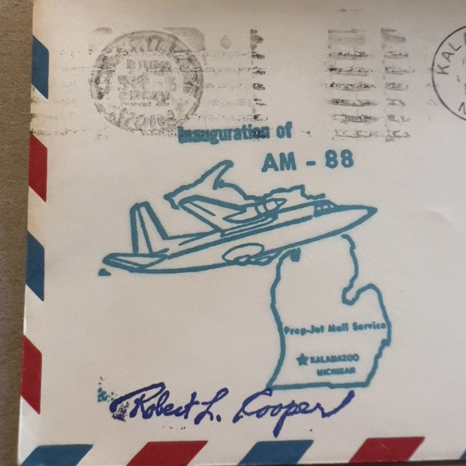 1965 KALAMAZOO MICHIGAN INAUGURATION AM 88 CACHETED COVER SIGNED BY PILOT - Image 2 of 3