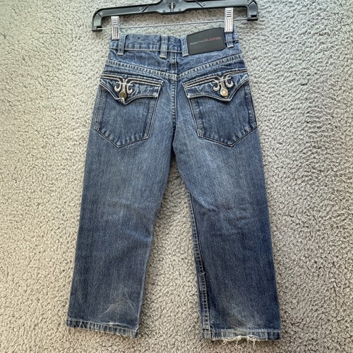 Fubu the collection Pants Boys Size 4 Blue Jeans Toddler Fraying On The Legs - Picture 2 of 11