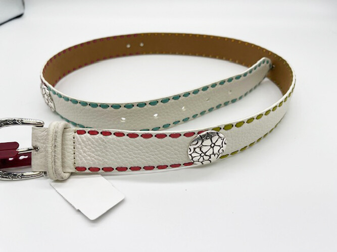 Brighton Women\'s Ivory White Leather Belt Silver Garden Flower Hardware Size 34 Brighton Leather Flower Belts for Women for sale | eBay main image 2